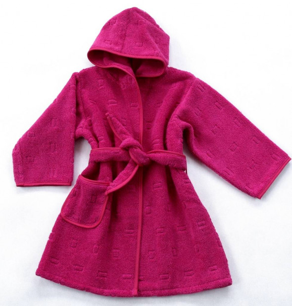 Szlafrok dziecięcy z kapturem 48 miesięcy fuksja