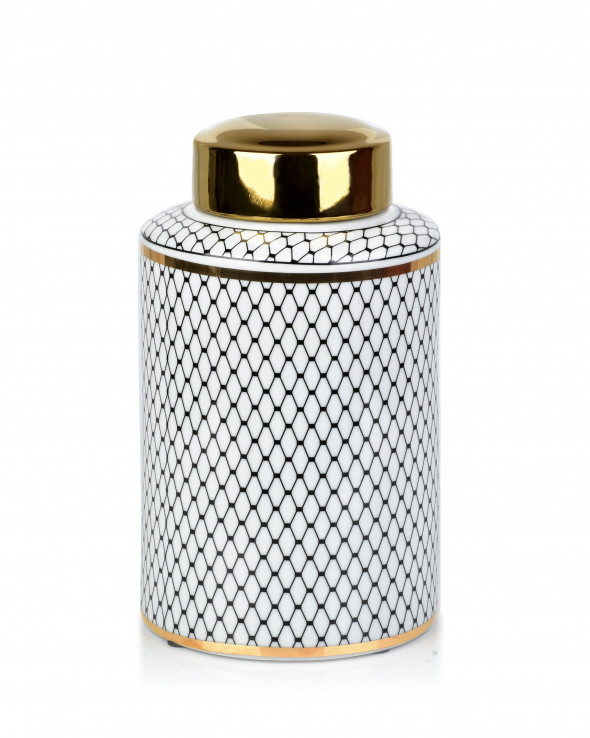 Wazon ceramiczny CHARLOTTE BLACK ⌀18x30 cm biały/czarny