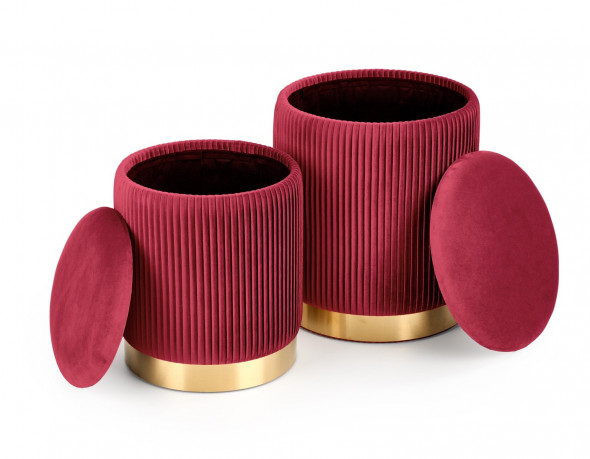 Zestaw puf MONTY VELVET bordowy/złoty