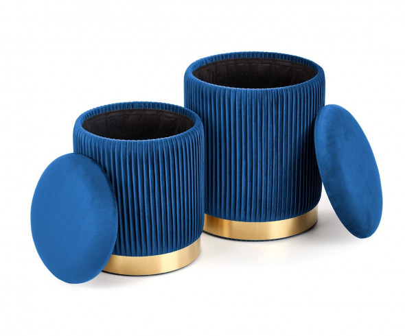 Zestaw puf MONTY VELVET granatowe/złote