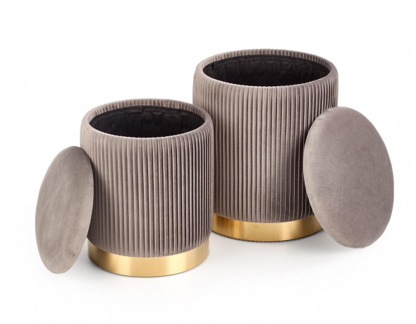 Zestaw puf MONTY VELVET szare/złote