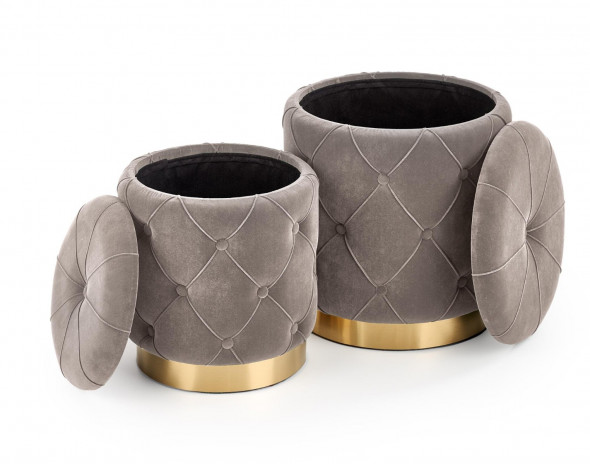 Zestaw puf POLLY VELVET szary