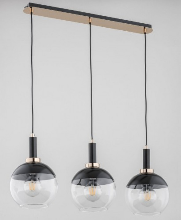Adria Black lampa wisząca 3xE27 czarna/złota 62190