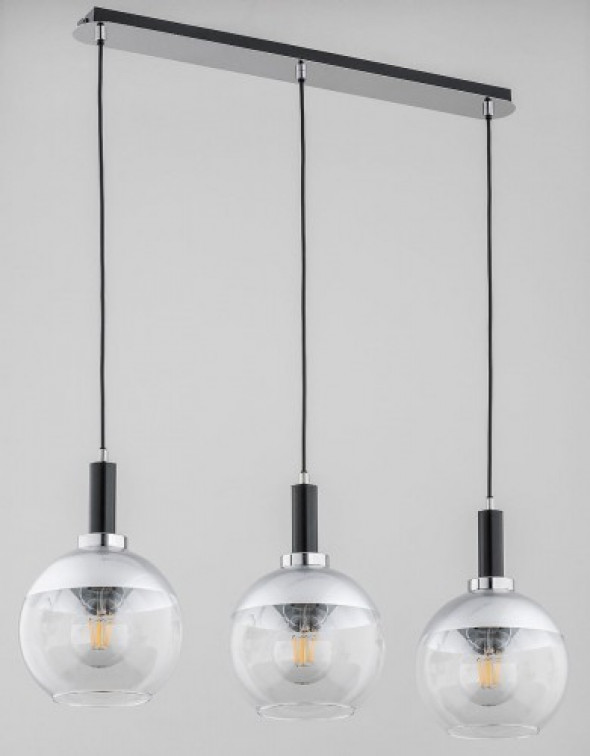 Adria Silver lampa wisząca 3xE27 czarna/chrom 62192