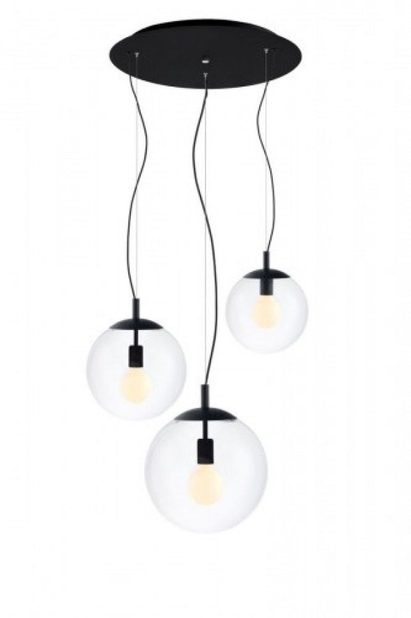 Alur D68 lampa wisząca 3-punktowa czarna/transparentna 10735302