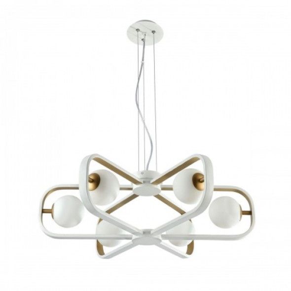 Avola lampa wisząca 6-punktowa biała/złota MOD431-PL-06-WG