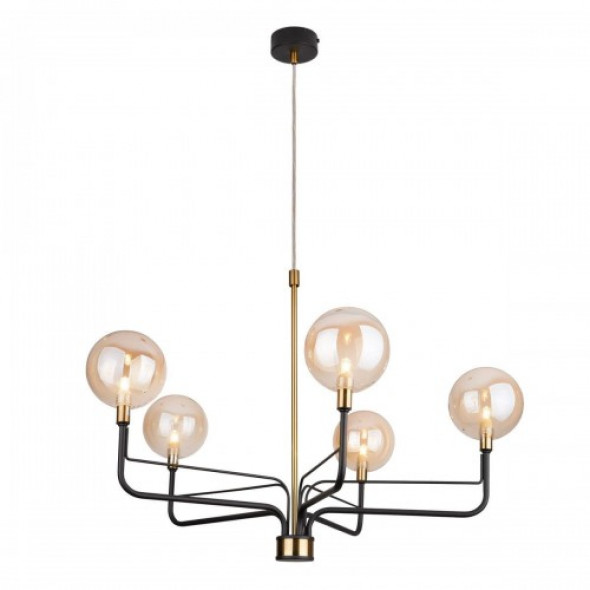 Bubble lampa wisząca 5-punktowa czarna/mosiądz P0453