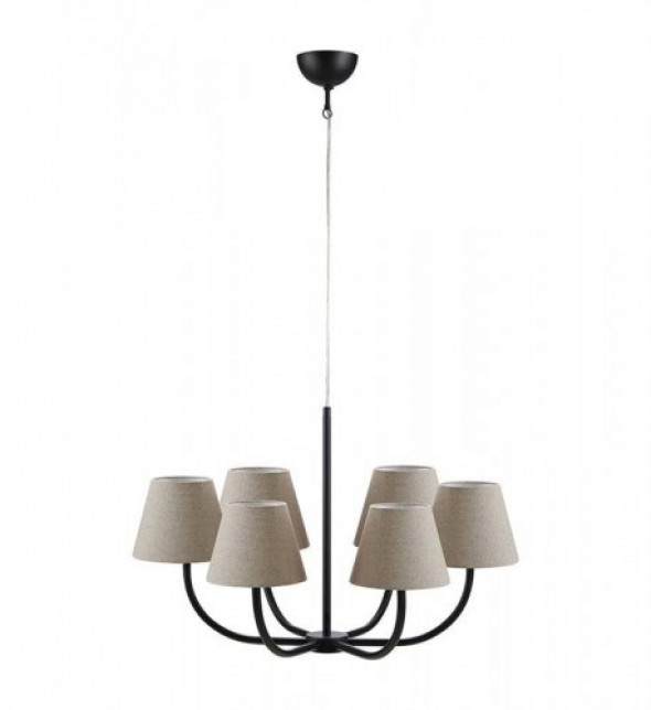 Cozy lampa wisząca 6-punktowa czarna/beżowa 107999