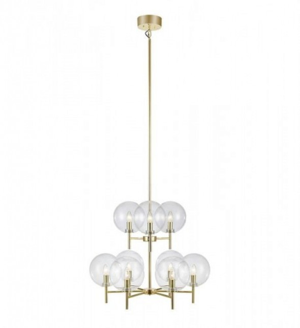 Crown lampa wisząca 9-punktowa złota szczotkowana/przeźroczysta 107920