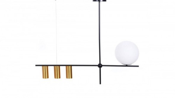 Drino lampa wisząca 4-punktowa czarna/mosiądz LDP 6042-4 (BK+MD)