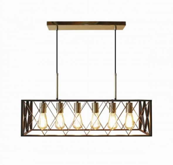 Frame lampa wisząca 6-punktowa czarna/złota P2016-6L