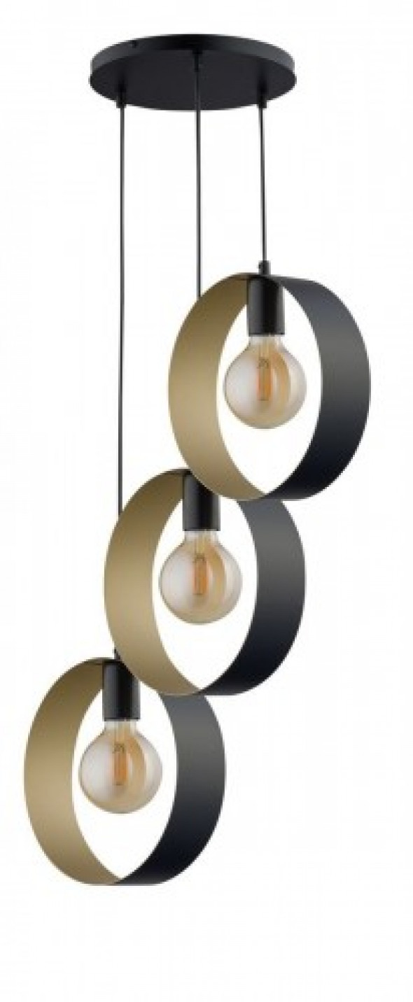 Happy lampa wisząca 3-punktowa czarna/złota 32285