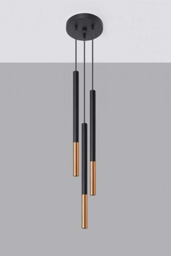 Mozaica lampa wisząca 3-punktowa czarna/miedź SL.0890