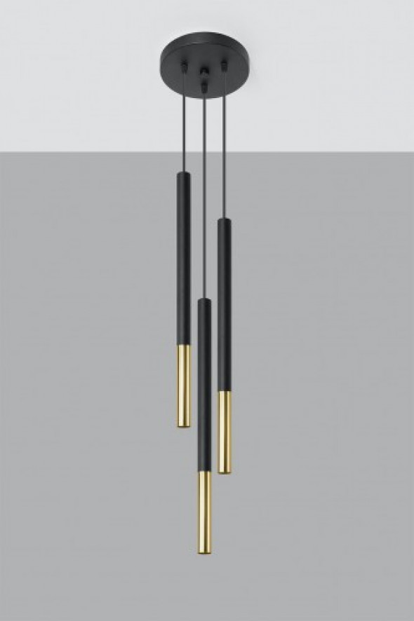 Mozaica lampa wisząca 3-punktowa czarna/złota SL.0893