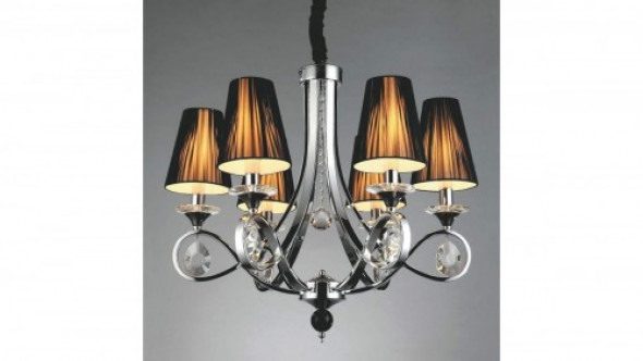 Negrio żyrandol 6-punktowy chrom/czarny LDP 8903-6 (BK)
