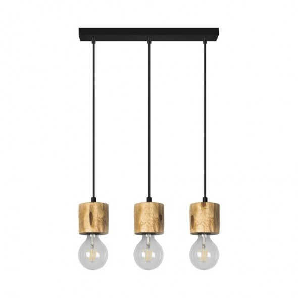 Pino lampa wisząca 3-punktowa sosna bejcowana/czarna 71689304