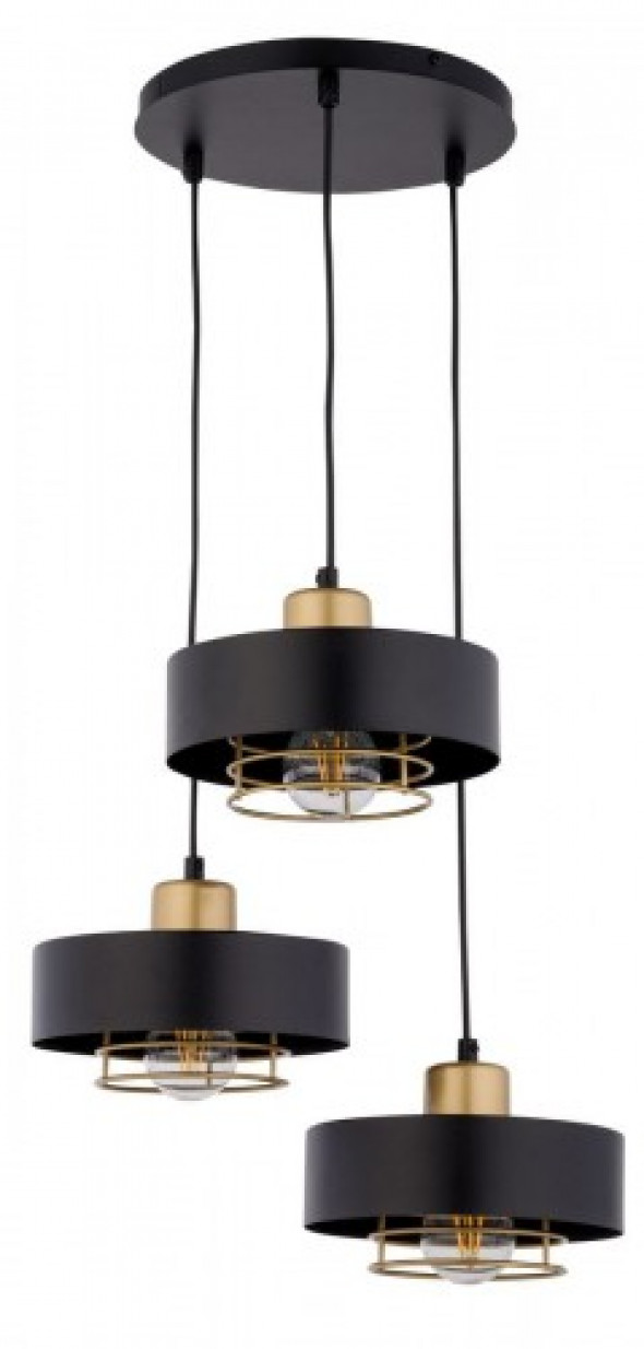 Poker lampa wisząca 3-punktowa czarna/złota 32068