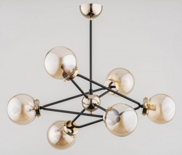 Resto lampa wisząca 6-punktowa czarna/złota 63057