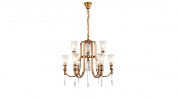 Rionella lampa wisząca 9-punktowa mosiądz LDP 8041-6+3 (S.GD)