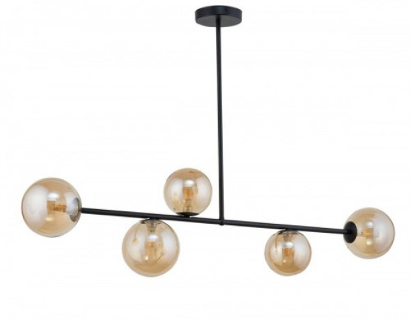 Roma lampa wisząca 5-punktowa czarna/bursztynowa 32080