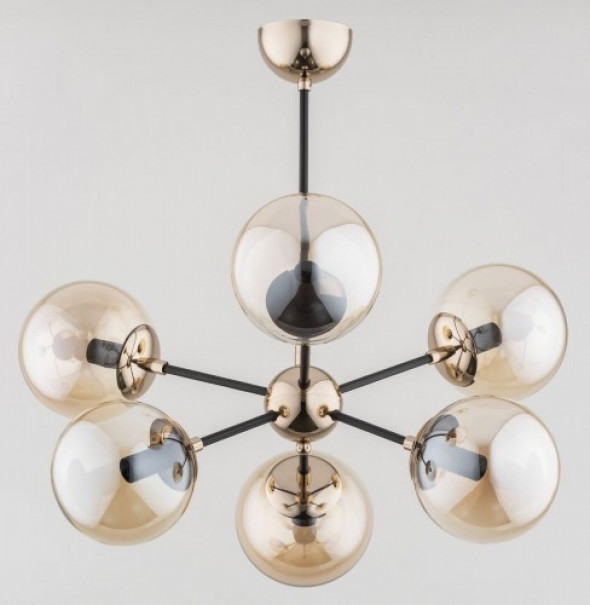 Sandy lampa wisząca 6-punktowa czarna/złota 63075