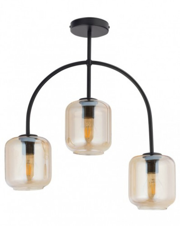 Shine lampa wisząca 3-punktowa czarna/bursztynowa 32244