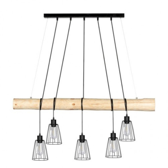 Trabo Long lampa wisząca 5-punktowa sosna naturalna/czarny 69214504