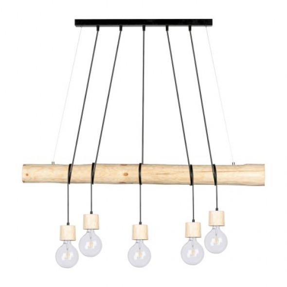 Trabo Pino lampa wisząca 5-punktowa sosna naturalna/czarny 69315550