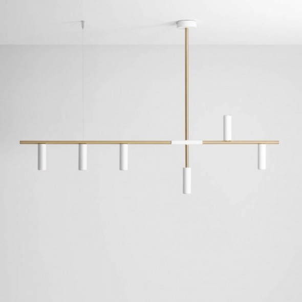 Trevo lampa wisząca 6-punktowa mosiądz/biała 1097K40