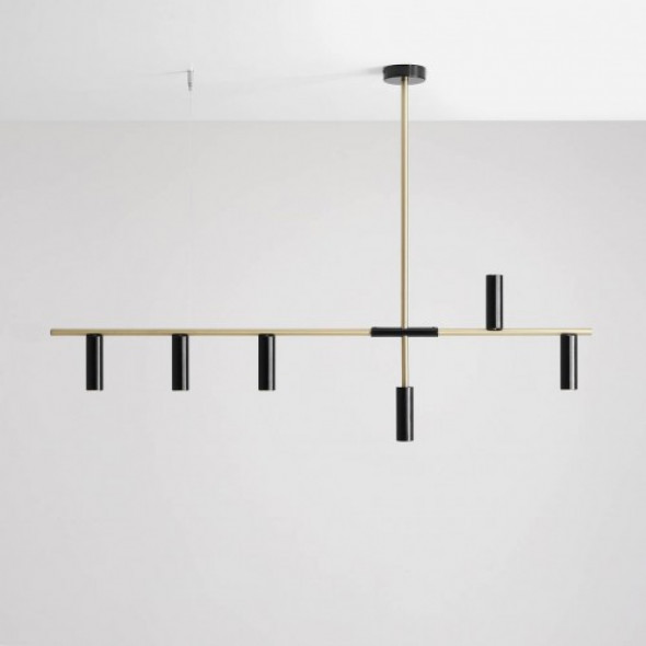 Trevo lampa wisząca 6-punktowa mosiądz/czarna 1083K40