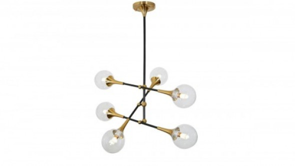 Vivaldo lampa wisząca 6-punktowa czarna/mosiądz LDP 6027-6 (BK+MD)