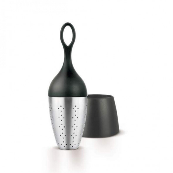 Adhoc - Zaparzaczka do herbaty Flotea z podstawką czarna TE01 zaparzacz