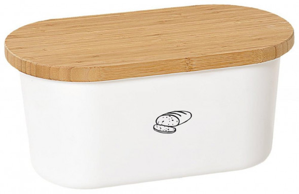 Chlebak, pojemnik na chleb DUŻY z deską bambusową  Kesper -Kremowy 37 x 21,5 x 18 cm