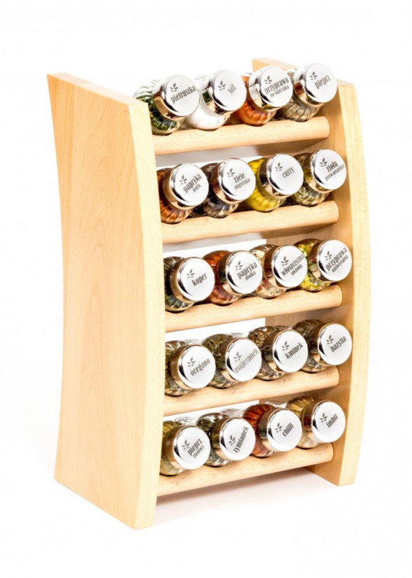 Gald Flipper Stojak na przyprawy przyprawnik półka 20 poj. kolor naturalny/zakrętki połysk