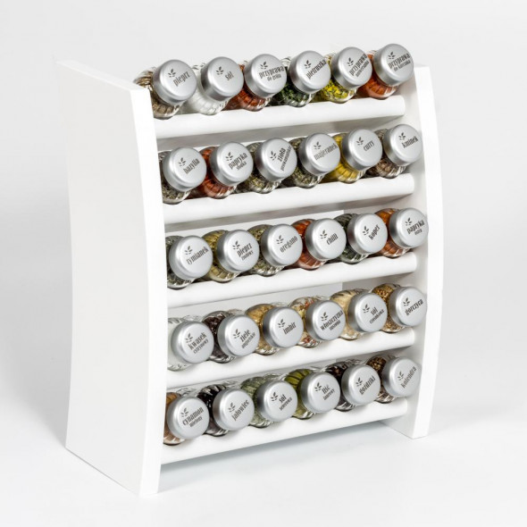 Gald Flipper Stojak na przyprawy przyprawnik półka 30 poj. kolor biały/zakrętki mat