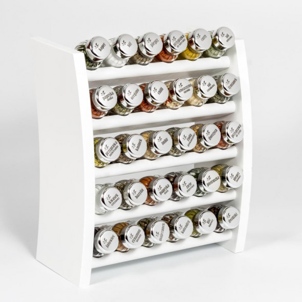 Gald Flipper Stojak na przyprawy przyprawnik półka 30 poj. kolor biały/zakrętki połysk