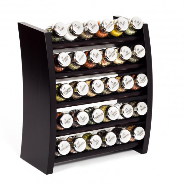 Gald Flipper Stojak na przyprawy przyprawnik półka 30 poj. kolor venge/zakrętki połysk