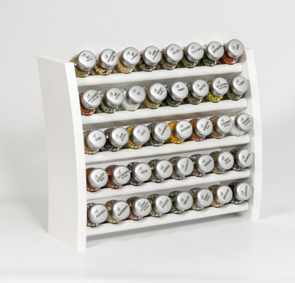 Gald Flipper Stojak na przyprawy przyprawnik półka 40 poj. kolor biały/zakrętki mat