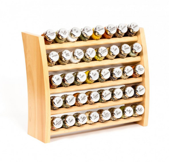Gald Flipper Stojak na przyprawy przyprawnik półka 40 poj. kolor naturalny/zakrętki połysk