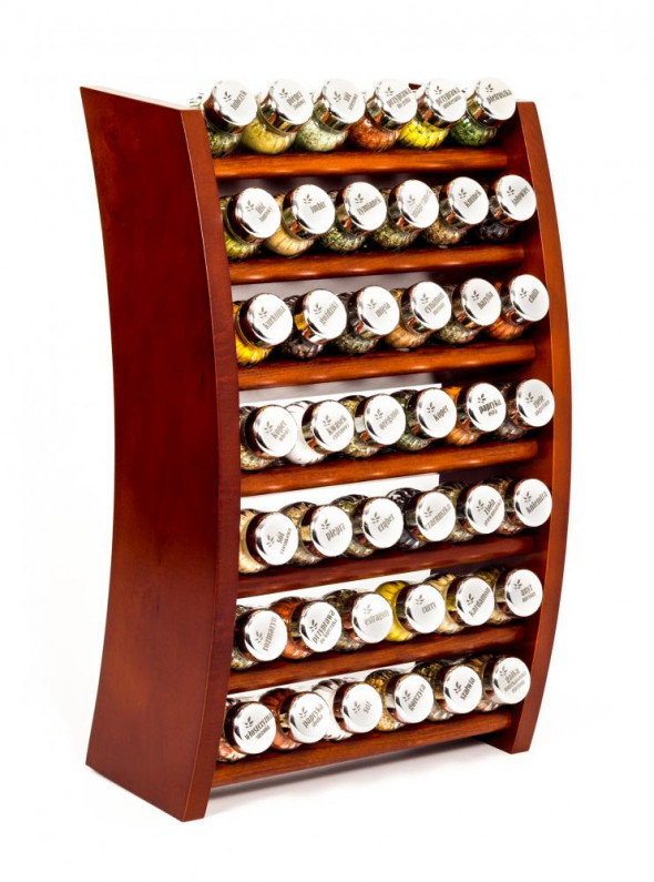 Gald Flipper Stojak na przyprawy przyprawnik półka 42 poj. kolor brąz/zakrętki połysk