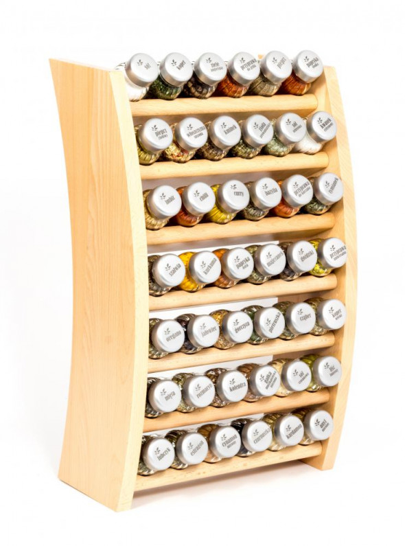 Gald Flipper Stojak na przyprawy przyprawnik półka 42 poj. kolor naturalny/zakrętki mat