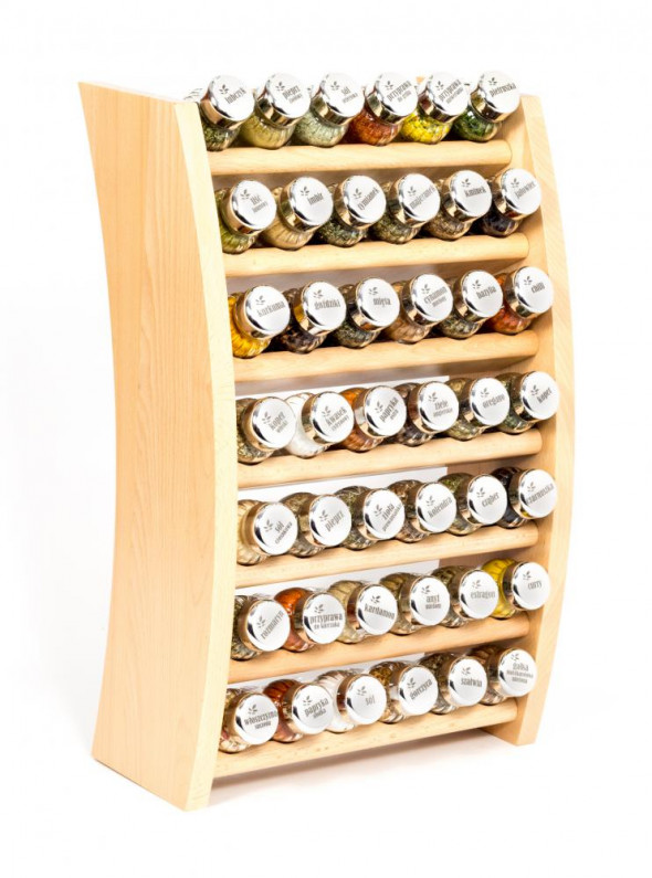 Gald Flipper Stojak na przyprawy przyprawnik półka 42 poj. kolor naturalny/zakrętki połysk