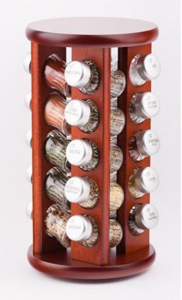 Gald Stojak na przyprawy przyprawnik 20 poj. obrotowy kolor brąz/zakrętki mat