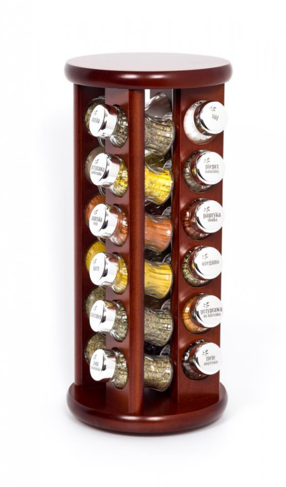 Gald Stojak na przyprawy przyprawnik 24 poj. obrotowy kolor brązowy/zakrętki połysk