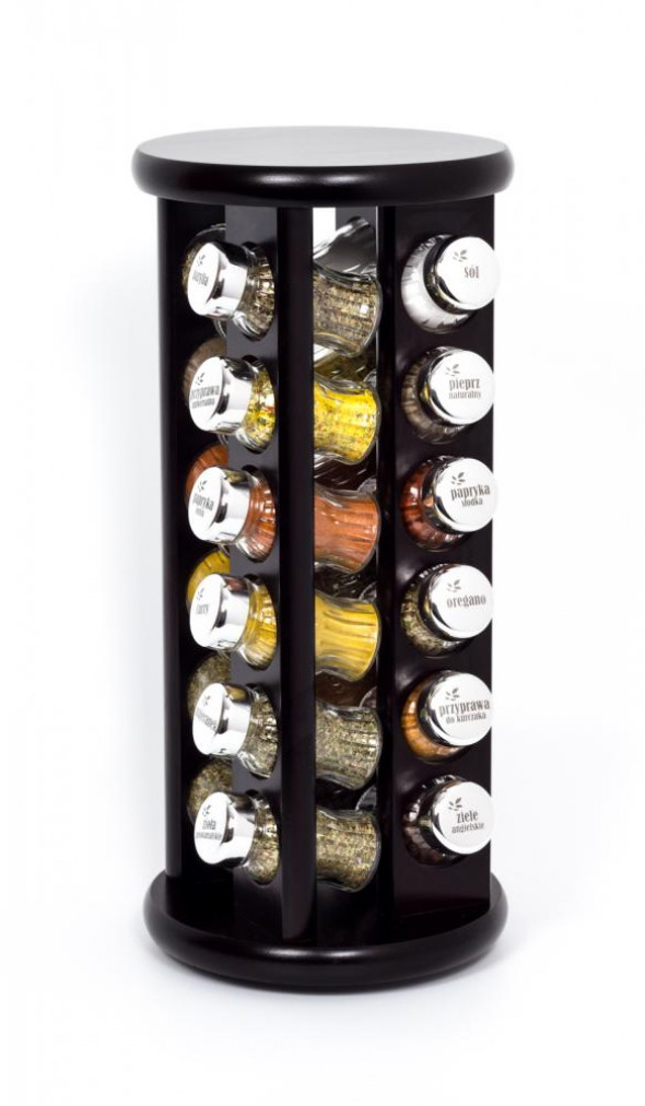 Gald Stojak na przyprawy przyprawnik 24 poj. obrotowy kolor venge/zakrętki połysk