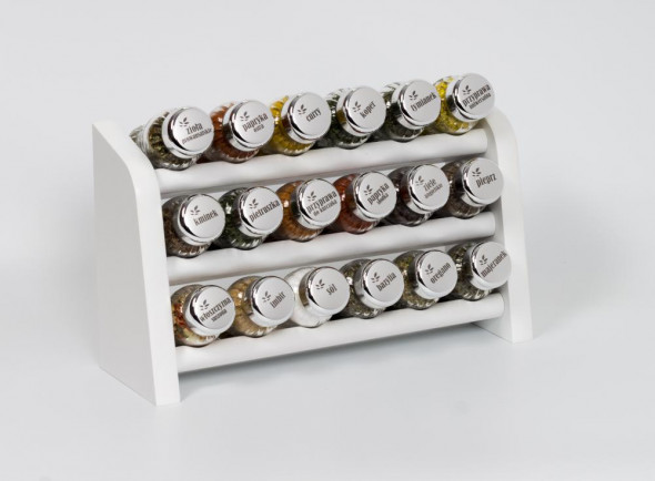 Gald Stojak na przyprawy przyprawnik półka 18 poj. biały/zakrętki połysk