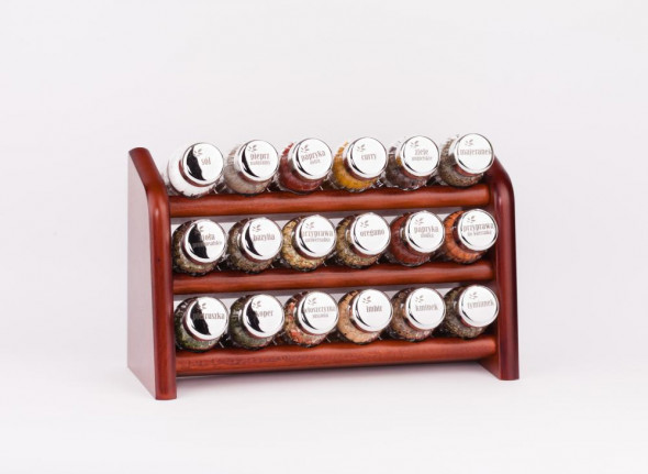 Gald Stojak na przyprawy przyprawnik półka 18 poj. kolor brąz/zakrętki połysk