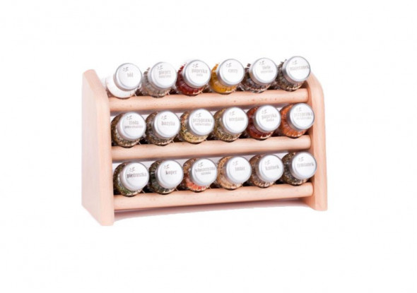 Gald Stojak na przyprawy przyprawnik półka 18 poj. kolor naturalny/zakrętki mat