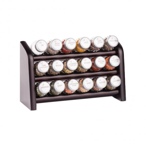 Gald Stojak na przyprawy przyprawnik półka 18 poj. venge/zakrętki mat