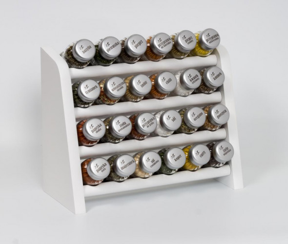 Gald Stojak na przyprawy przyprawnik półka 24 poj. kolor biały/zakrętki mat